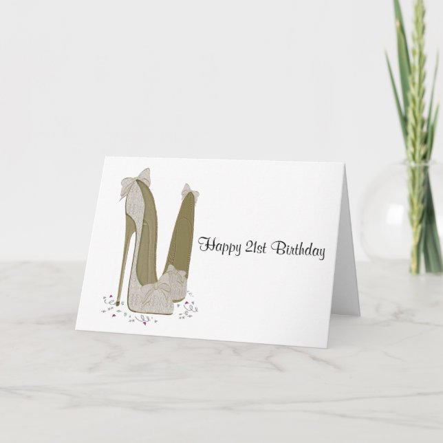 21st Birthday Stiletto Shoes Greeting Card (Front)