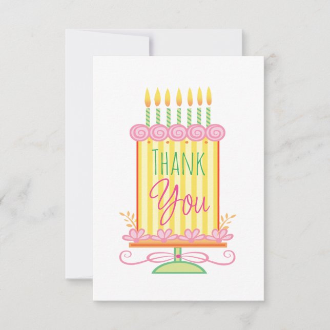 21st Birthday Thank You Cake Present Card (Front)