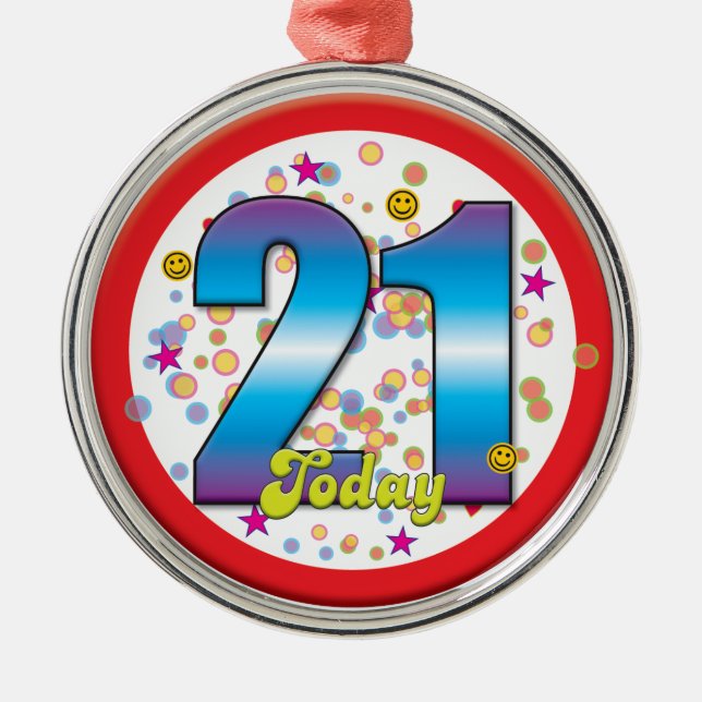 21st Birthday Today v2 Metal Tree Decoration (Front)