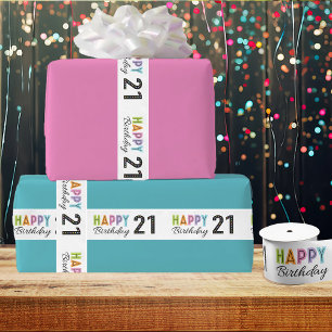 21st Birthday Typography Ribbon Satin Ribbon
