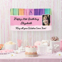 21st Birthday unicorn colours name photo pink