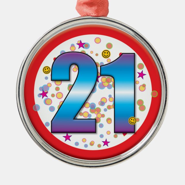 21st Birthday v2 Metal Tree Decoration (Front)