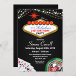 21st Birthday Vegas Casino Invitation<br><div class="desc">21st Birthday Las Vegas Casino Marquee String Lights Poker Gambling Birthday Invitation</div>