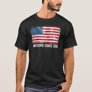 21st Birthday Vintage Usa Flag Awesome Since 200 T-Shirt