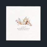 21st Birthday White Pumpkin Fall Flowers Custom Napkin<br><div class="desc">Modern and elegant white pumpkin and fall flowers floral design. The soft watercolor palette is a sophisticated blend of soft pink and dark rich golden yellow and brown. The fall leaves surround the white pumpkin for a special autumn display. Perfect for your fall birthday party.</div>