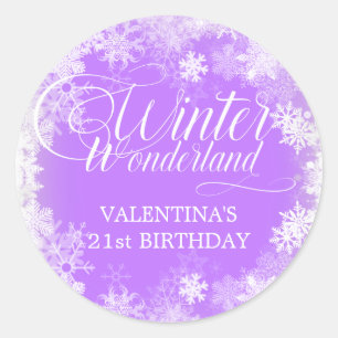 21st Birthday Winter Wonderland Snowflake Favour Classic Round Sticker