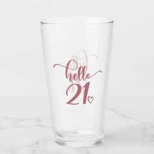 21st Birthday Women Hello 21 Cute 21 Years Old Glass