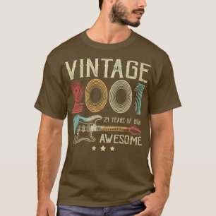 21st Birthday Womens Mens Vintage Awesome 2001 Gui T-Shirt