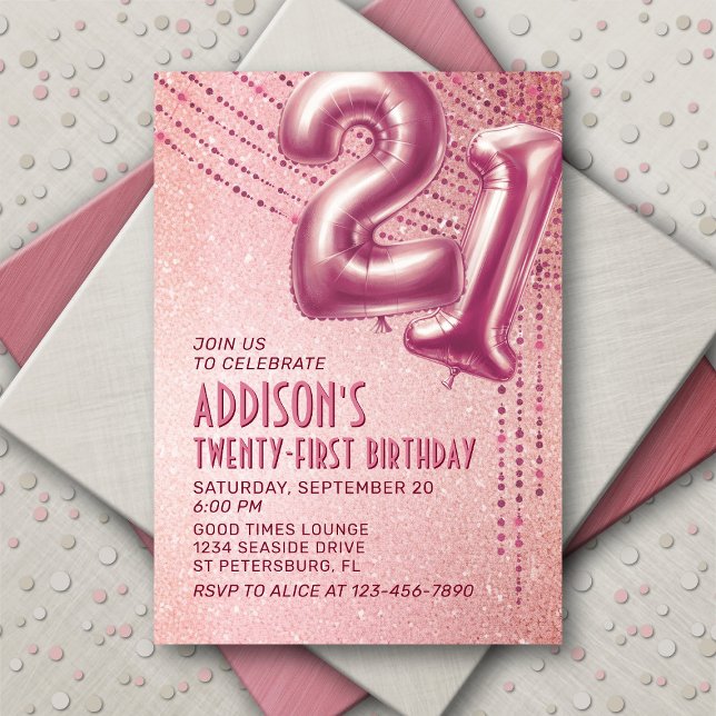 21st Birthday Womens Rose Gold Invitation (Creator Uploaded)