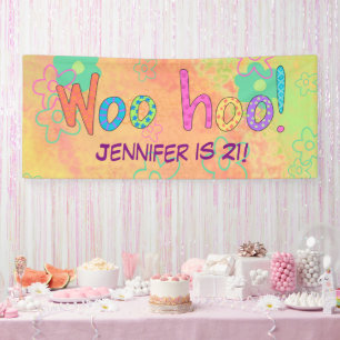 21st Birthday WooHoo Name Personalized Banner