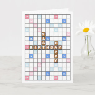 21st Birthday, Word Game Board Card