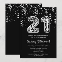 21st Birthday Zebra Print Balloons with Confetti