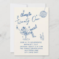 21st Blue Drawn Cowgirl Coastal Photo Fun Birthday