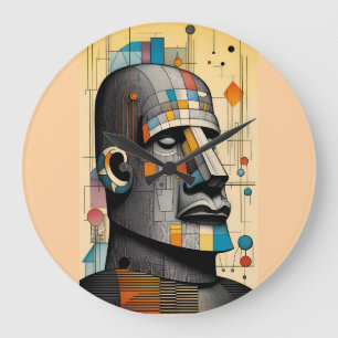 21st Century Moai - Ken Gauge Tiki Art Large Clock