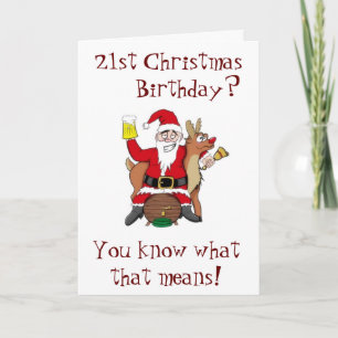 ***21st CHRISTMAS BIRTHDAY WISHES** TIME TO PARTY Holiday Card