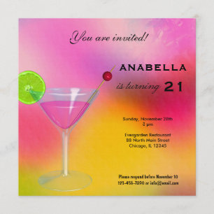 21st Cocktail Birthday Invitation