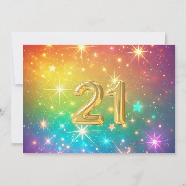 21st Colourful Rainbow star space  Holiday Card (Front)
