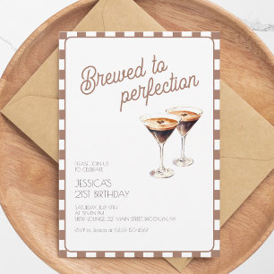 21st Espresso Martini Brewed Brown Birthday Party Invitation