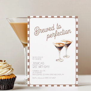 21st Espresso Martini Brewed Brown Birthday Party Invitation