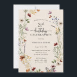 21st Floral Birthday Invitation<br><div class="desc">This stylish & elegant 21st birthday invitation features gorgeous hand-painted watercolor wildflowers arranged as a lovely wreath,  perfect with an elegant hand-lettered script. Find matching items in the Boho Wildflower Wedding Collection.</div>