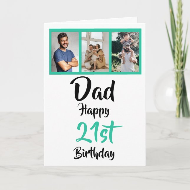 21st happy birthday Dad photo collage Card (Front)