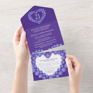 21st iolite wedding anniversary purple all in one invitation