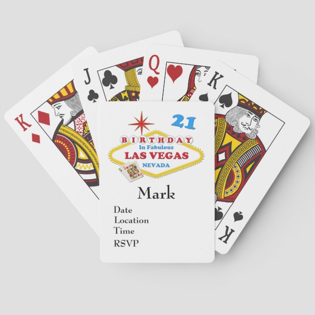 21st Las Vegas Birthday Playing Cards (Back)