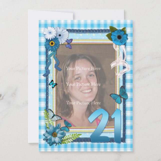 21st Photo birthday party invitation (Front)
