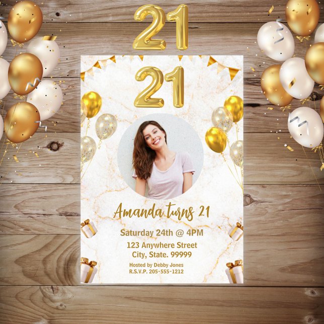 21st Sparkle Gold 21st Birthday Party Invitation  (Creator Uploaded)
