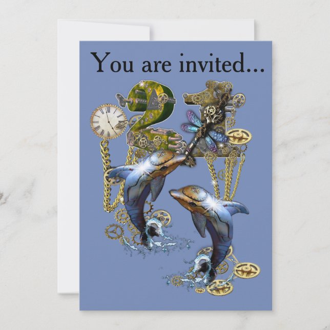 21st Steampunk Birthday Invitation (Front)