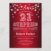21st Surprise Birthday - Black Red White