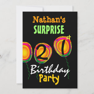 21st SURPRISE Birthday Party Balloons Invitation