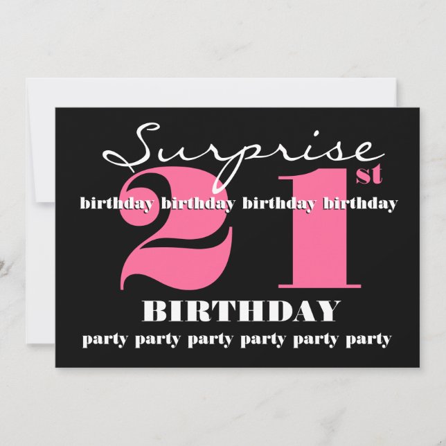 21st SURPRISE Birthday Party Invitation Template (Front)
