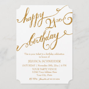 21st, Twenty First Birthday Party Celebration Invitation