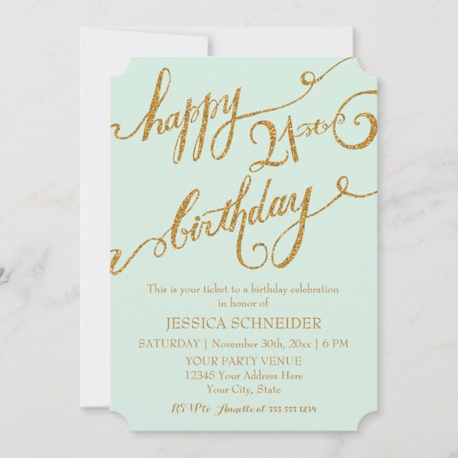 21st, Twenty First Birthday Party Celebration Invitation (Front)