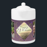 21st Wedding Anniversary 2PhotosBrass and Iolite<br><div class="desc">I designed this photo teapot dedicated to their 21st wedding anniversary,  with a nod to the traditional gifts of iolite stone and brass to mark their milestone in this delightful,  original design!</div>