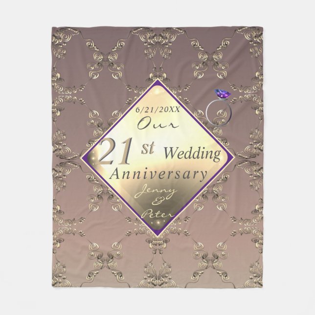 21st Wedding Anniversary Brass and Iolite   Fleece Blanket (Front)