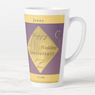21st Wedding Anniversary Brass Cafè Latte Latte Mug