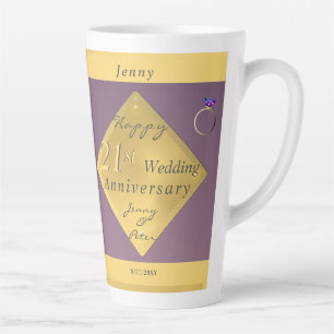 21st Wedding Anniversary Brass Cafè Latte Mug