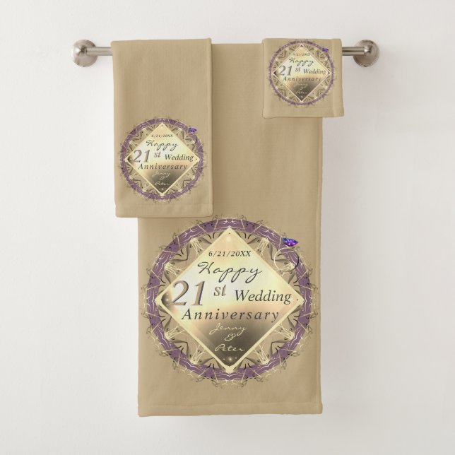 21st Wedding Anniversary Brass Iolite Bath Towel S (Insitu)