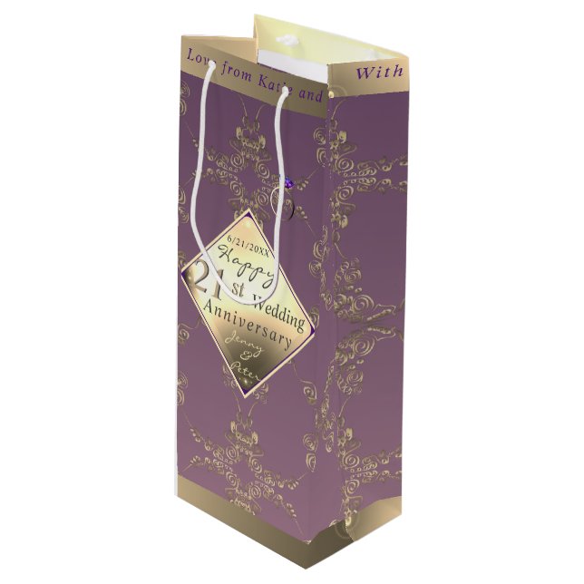 21st Wedding Anniversary Brass & Iolite Gift Bag (Front Angled)