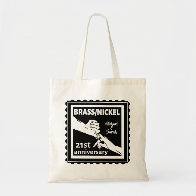 21st wedding anniversary brass nickel traditional tote bag (Front)