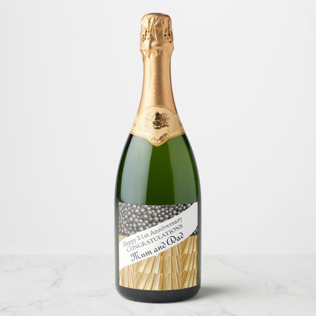 21st Wedding Anniversary  Sparkling Wine Label (Front)