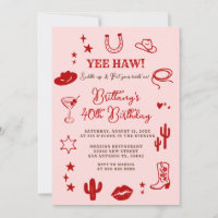 21st Western Birthday Pink Red Cowgirl 