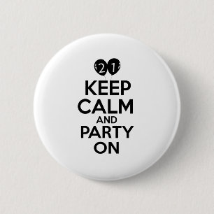 21st year birthday designs 6 cm round badge