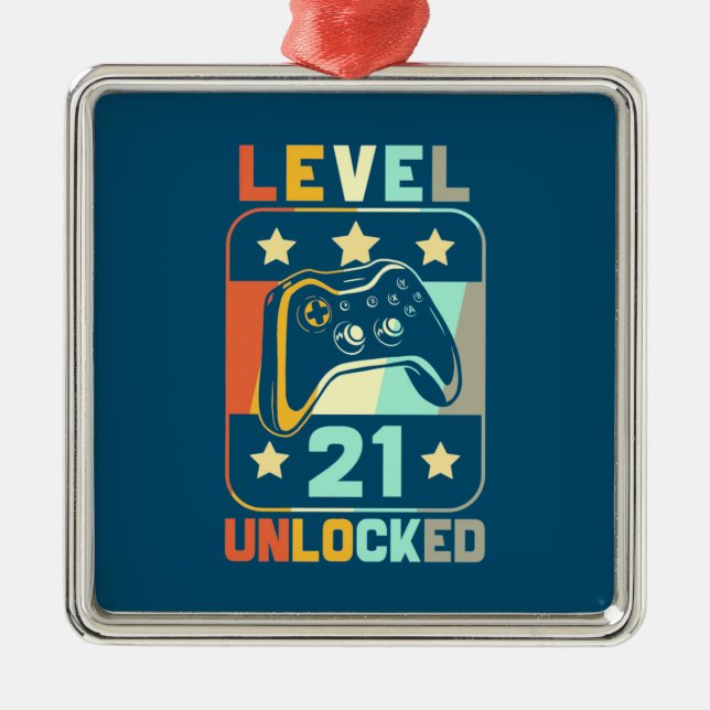 21th Birthday Gift | Level 21 Unlocked Metal Tree Decoration (Front)