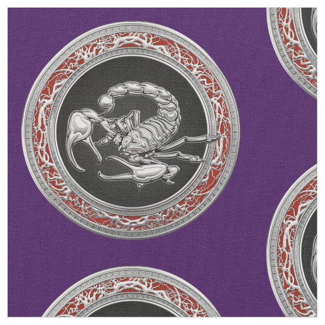[220] Sacred Silver Scorpion on Black Fabric (Close Up)