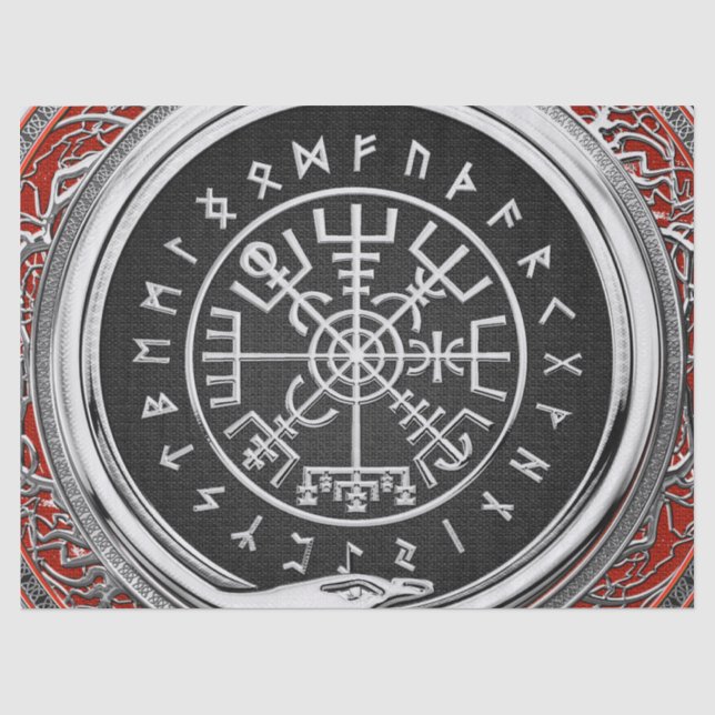 [220] Vegvisir - Viking Silver Magic Runic Compass Tissue Paper (Front)