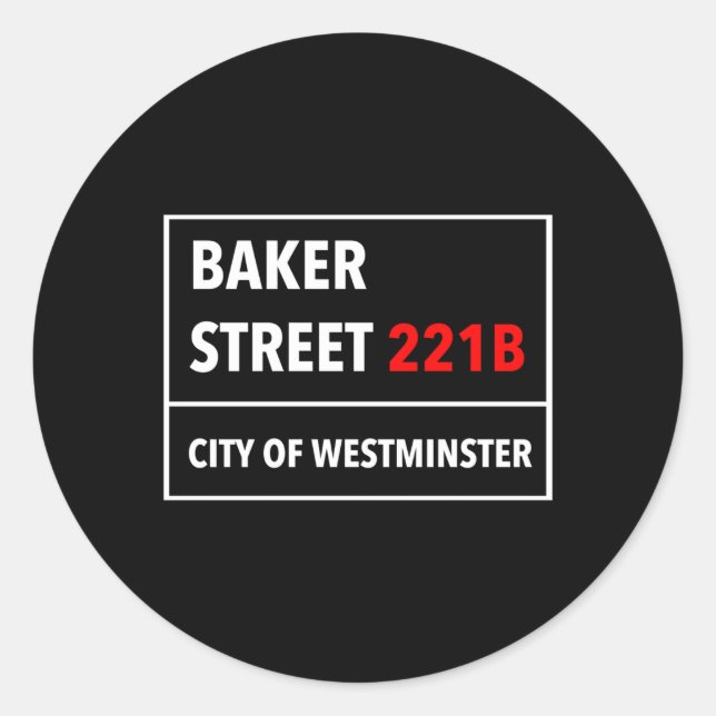 221B-Street Baker Style Of A London Uk W1 Street S Classic Round Sticker (Front)