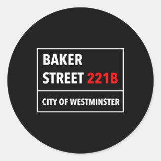 221B-Street Baker Style Of A London Uk W1 Street S Classic Round Sticker